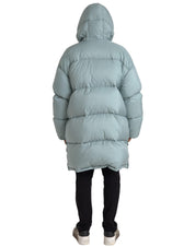 Light Blue Quilted Hooded Puffer Jacket Men