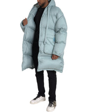 Light Blue Quilted Hooded Puffer Jacket Men