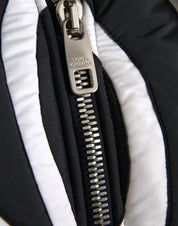 Black White Stripes Hooded Puffer Jacket