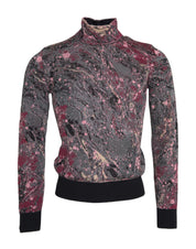 Multicolor Graphic Turtle Neck Men Sweater
