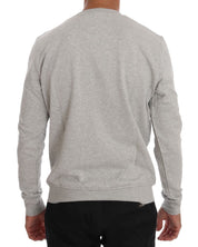 Gray Cotton Crewneck Pullover Sweater