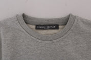 Gray Cotton Crewneck Pullover Sweater