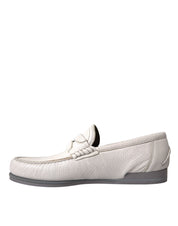 Dolce & Gabbana White Gray Leather Loafers