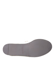 Dolce & Gabbana White Gray Leather Loafers