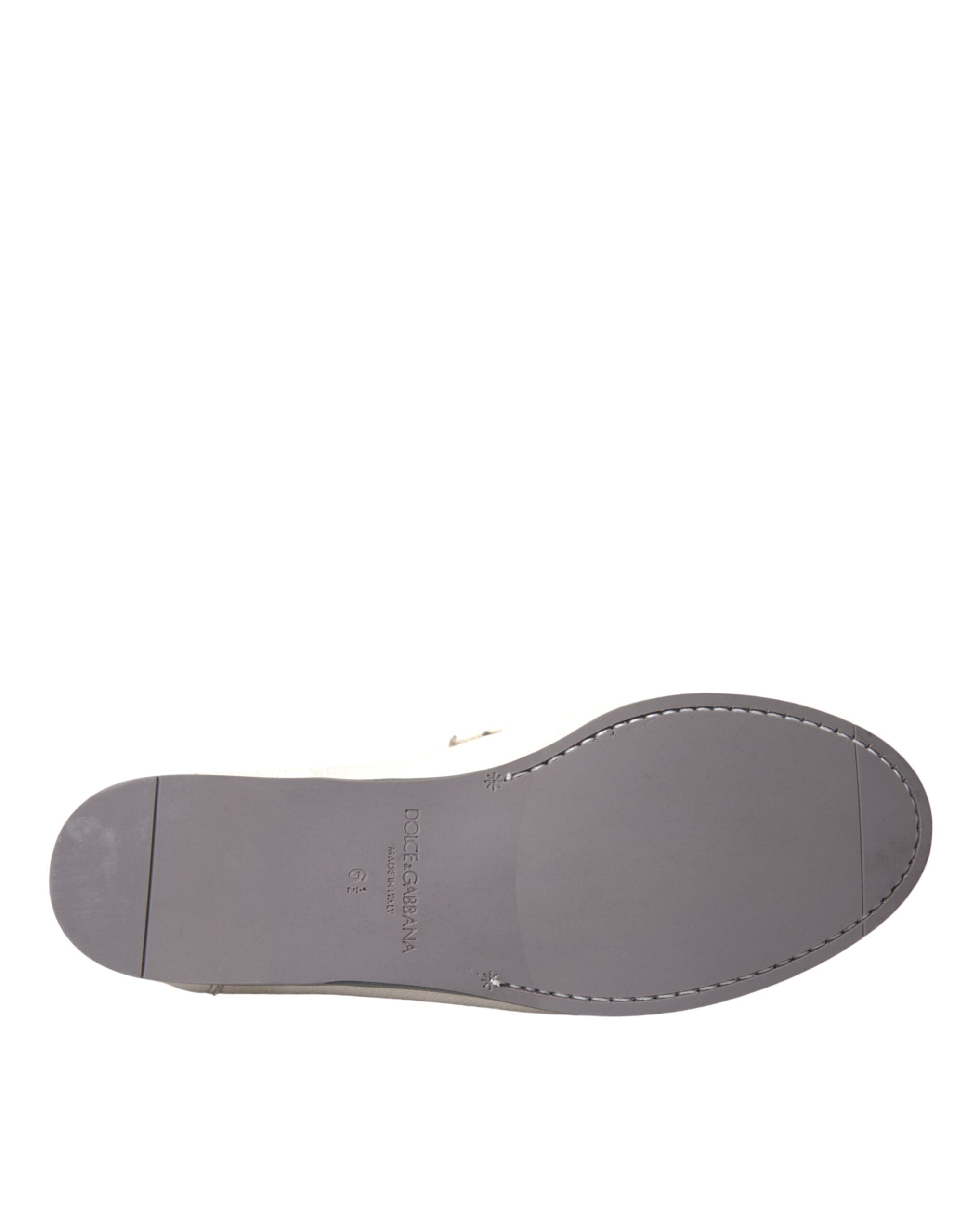 Dolce & Gabbana White Gray Leather Loafers