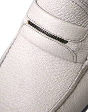 Dolce & Gabbana White Gray Leather Loafers