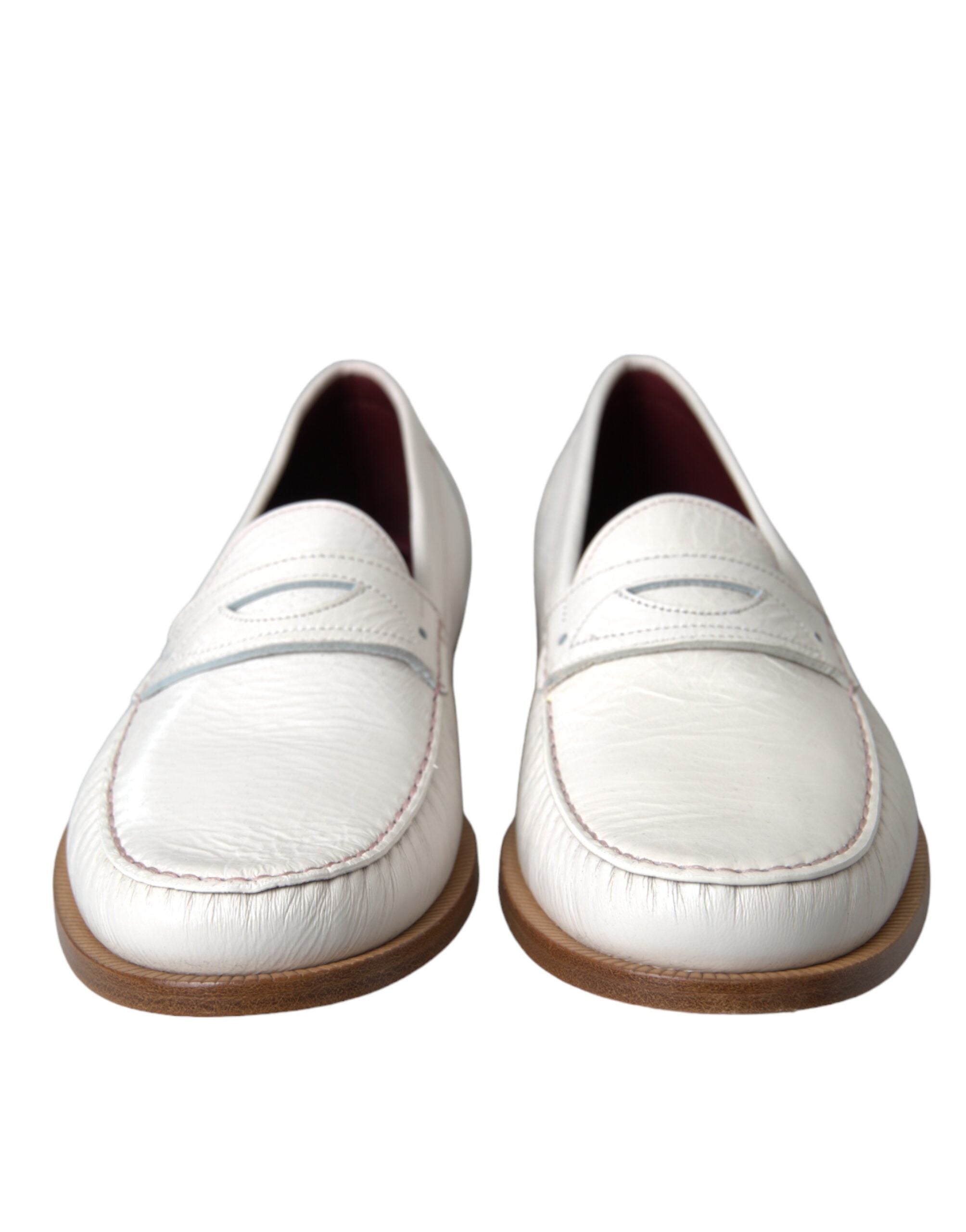 Dolce & Gabbana Off White Leather Mocassin Loafers