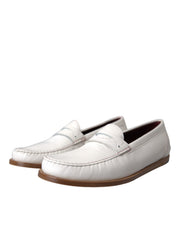 Dolce & Gabbana Off White Leather Mocassin Loafers