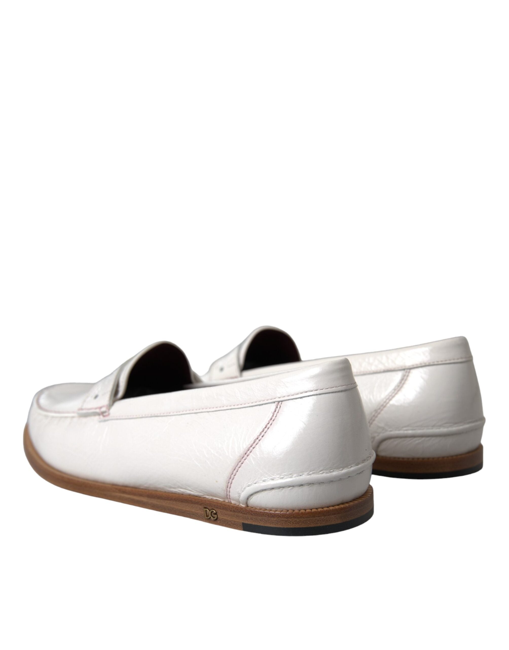 Dolce & Gabbana Off White Leather Mocassin Loafers