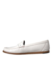 Dolce & Gabbana Off White Leather Mocassin Loafers