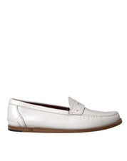 Dolce & Gabbana Off White Leather Mocassin Loafers