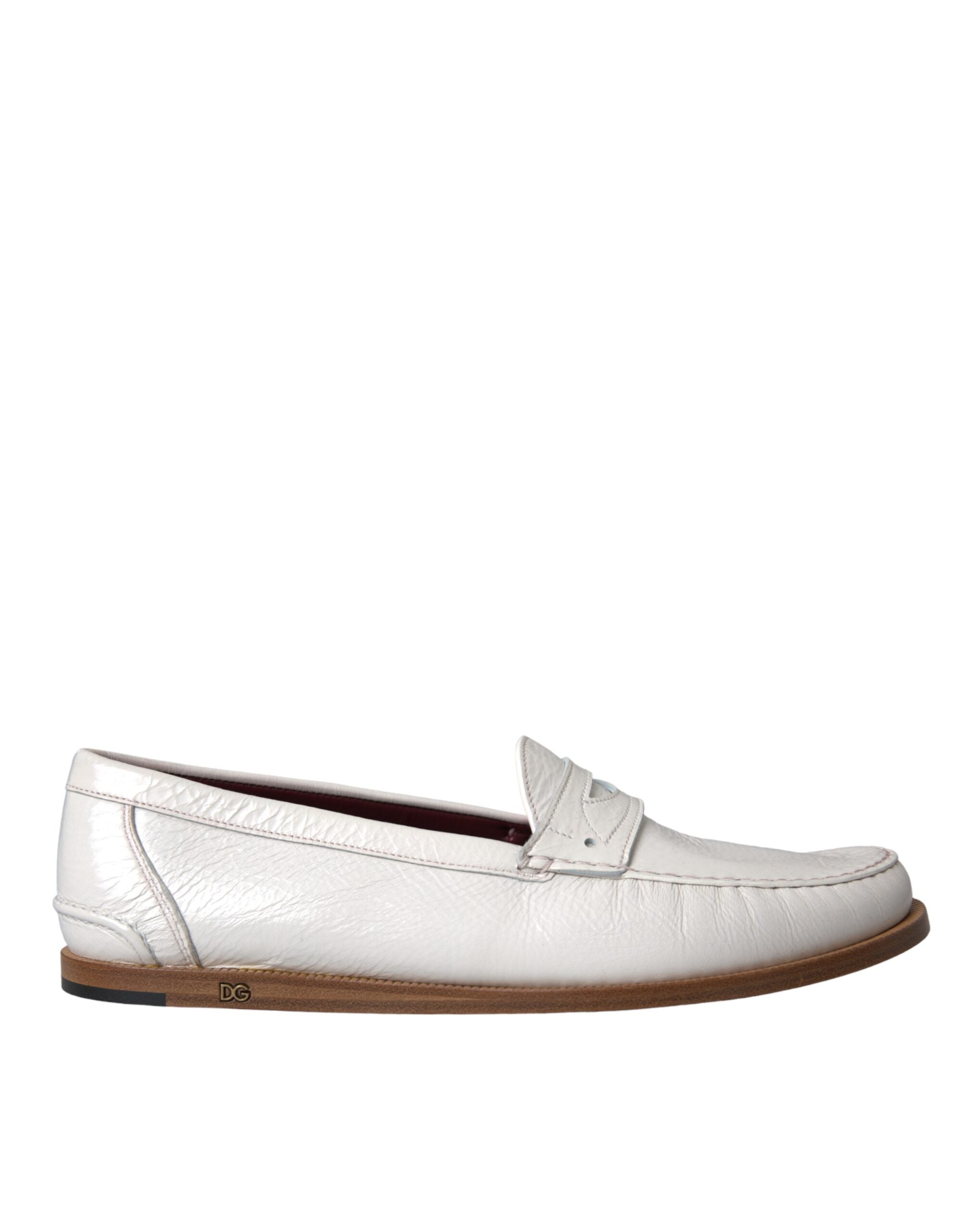 Dolce & Gabbana Off White Leather Mocassin Loafers