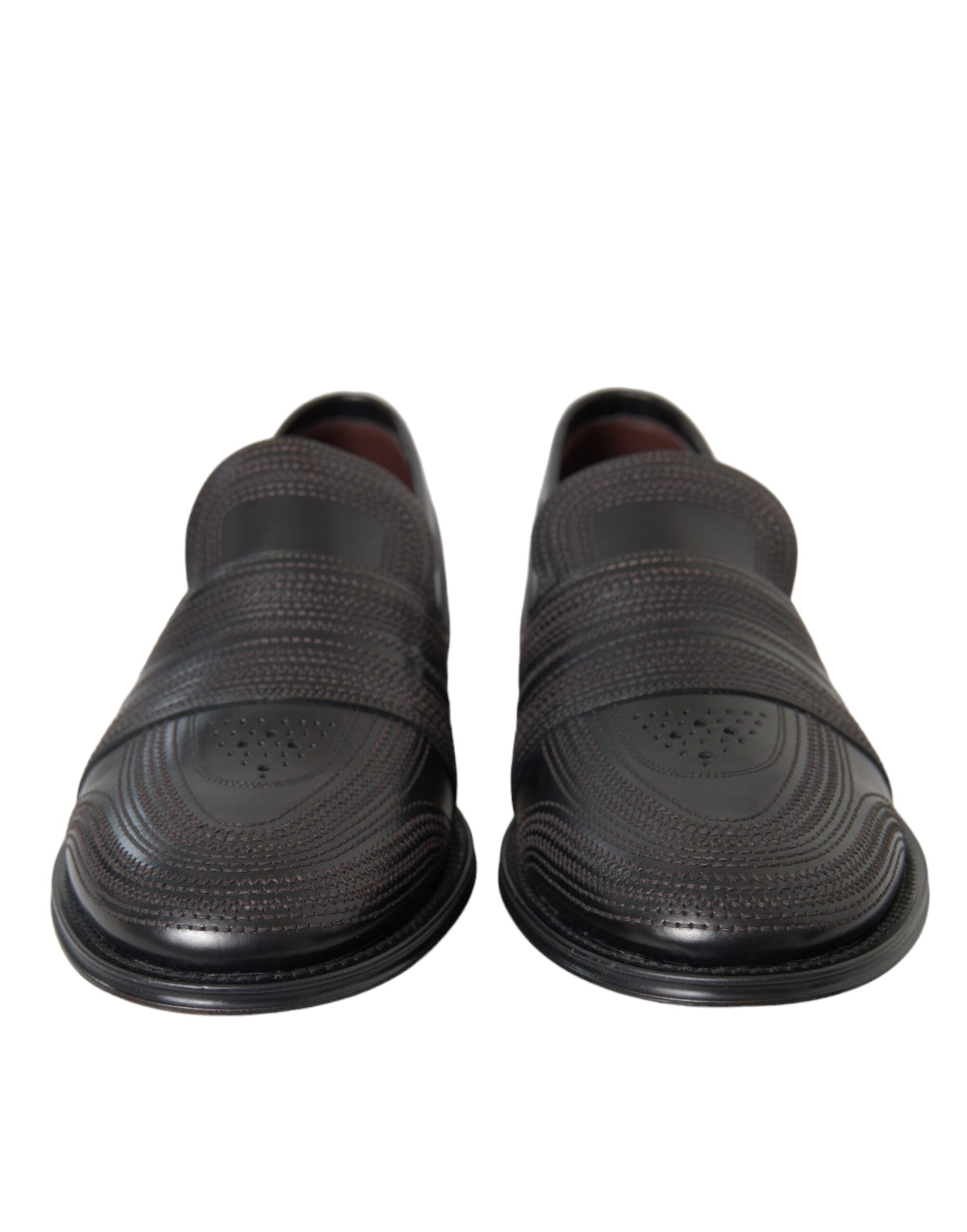 Dolce & Gabbana Black Brown Calfskin Leather Loafer Dress Shoes