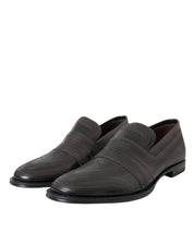 Dolce & Gabbana Black Brown Calfskin Leather Loafer Dress Shoes