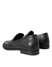 Dolce & Gabbana Black Brown Calfskin Leather Loafer Dress Shoes