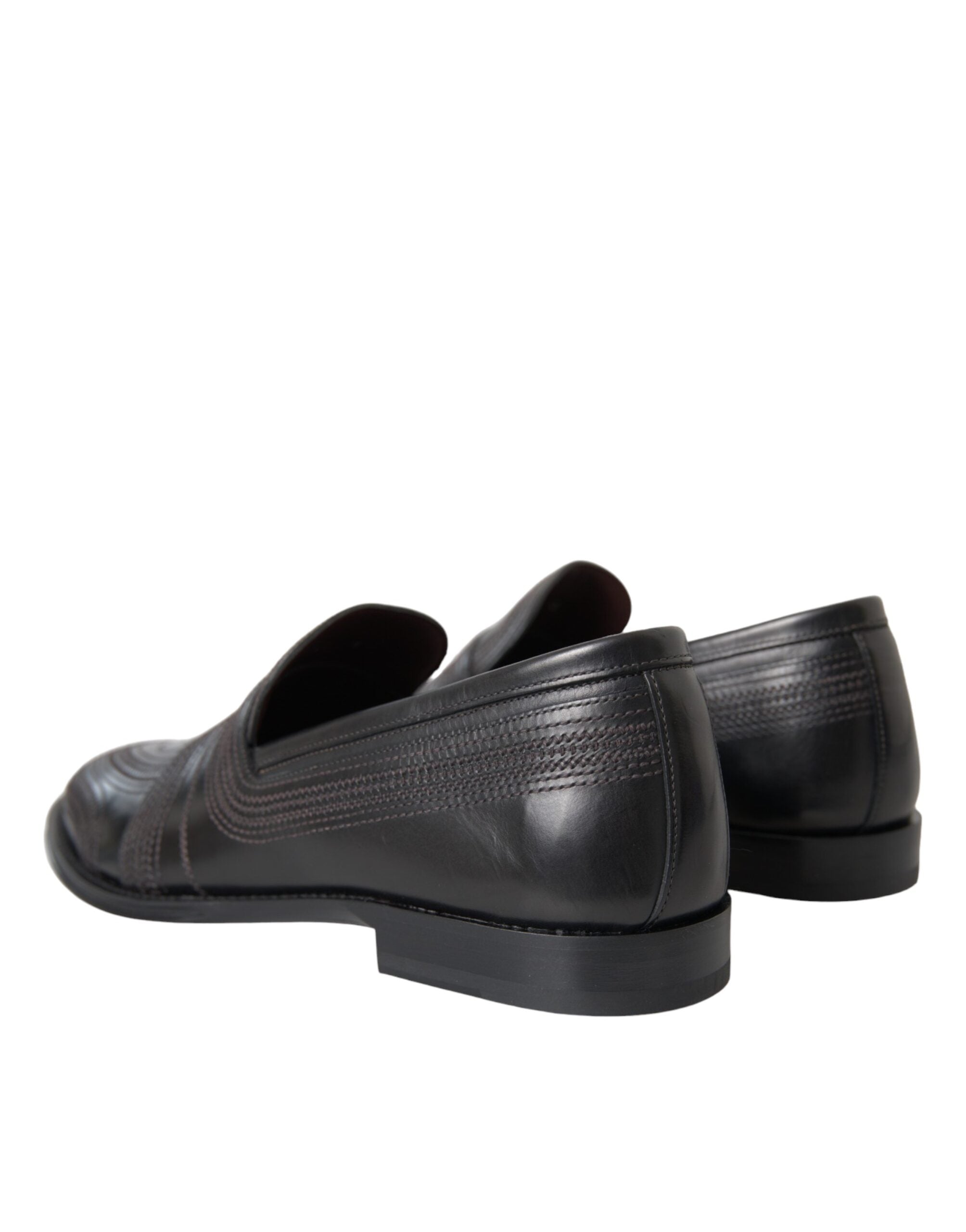 Dolce & Gabbana Black Brown Calfskin Leather Loafer Dress Shoes