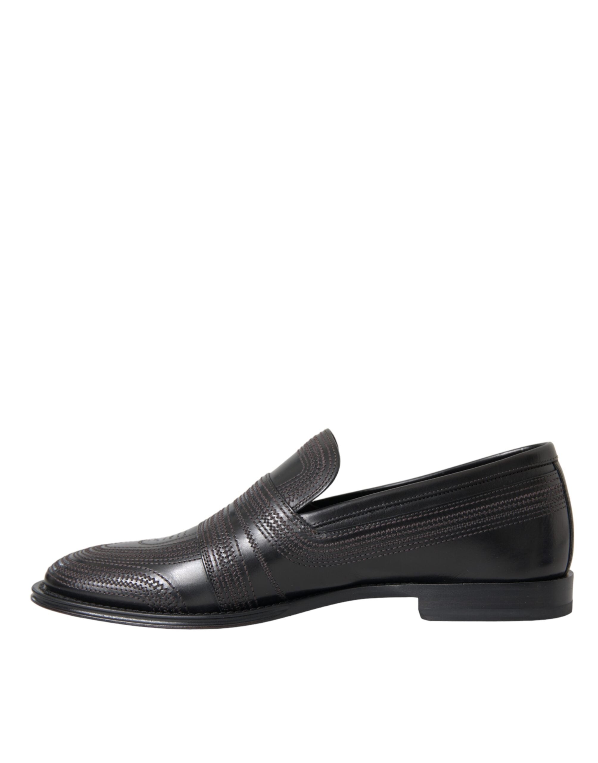 Dolce & Gabbana Black Brown Calfskin Leather Loafer Dress Shoes