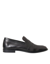 Dolce & Gabbana Black Brown Calfskin Leather Loafer Dress Shoes