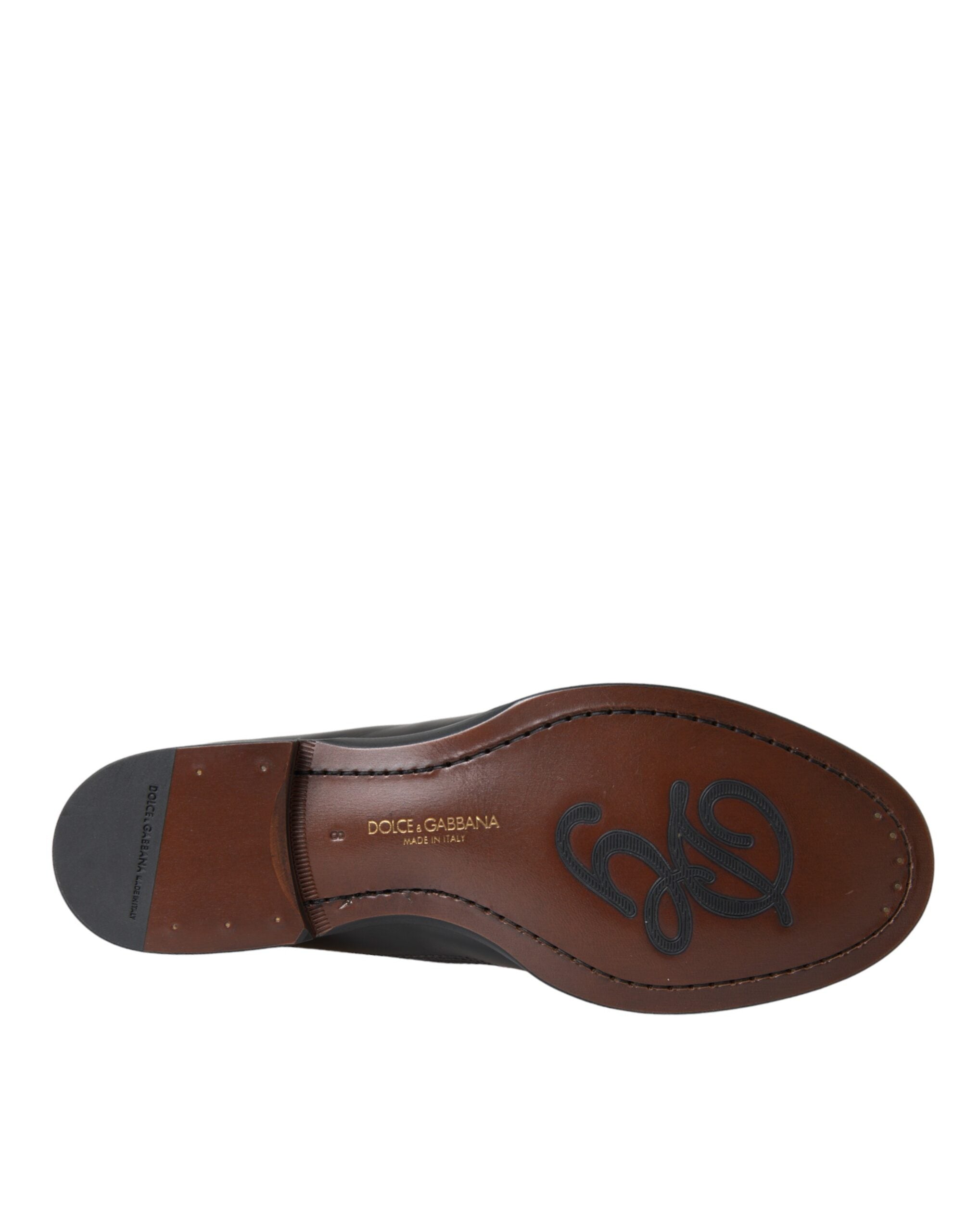Dolce & Gabbana Black Brown Calfskin Leather Loafer Dress Shoes