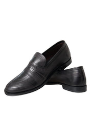 Dolce & Gabbana Black Brown Calfskin Leather Loafer Dress Shoes