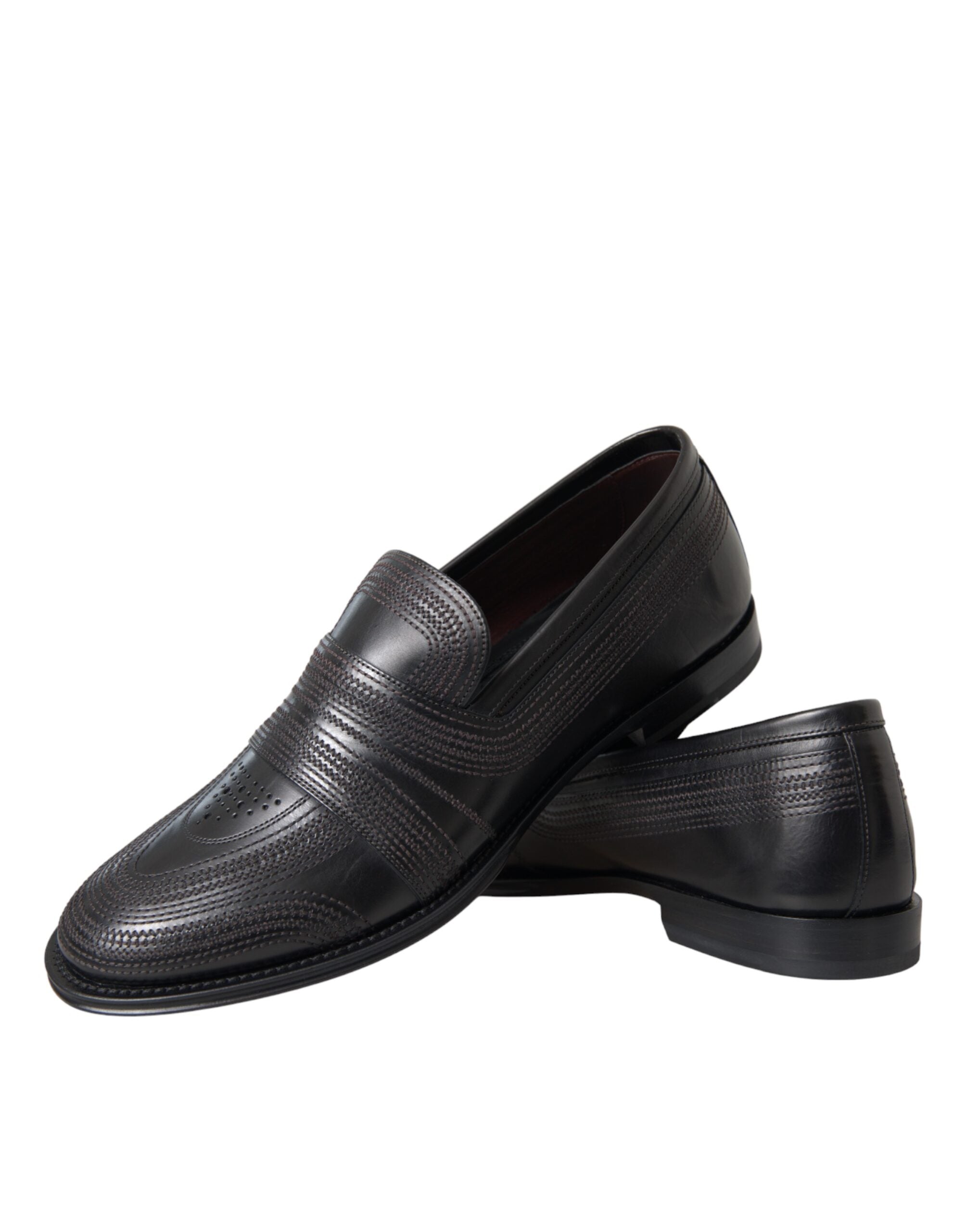 Dolce & Gabbana Black Brown Calfskin Leather Loafer Dress Shoes