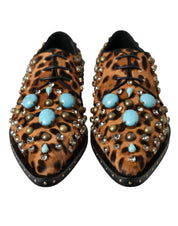 Dolce & Gabbana Brown Leopard Calf Fur Dress Shoes