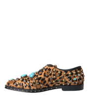 Dolce & Gabbana Brown Leopard Calf Fur Dress Shoes
