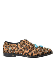 Dolce & Gabbana Brown Leopard Calf Fur Dress Shoes