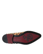Dolce & Gabbana Brown Leopard Calf Fur Dress Shoes