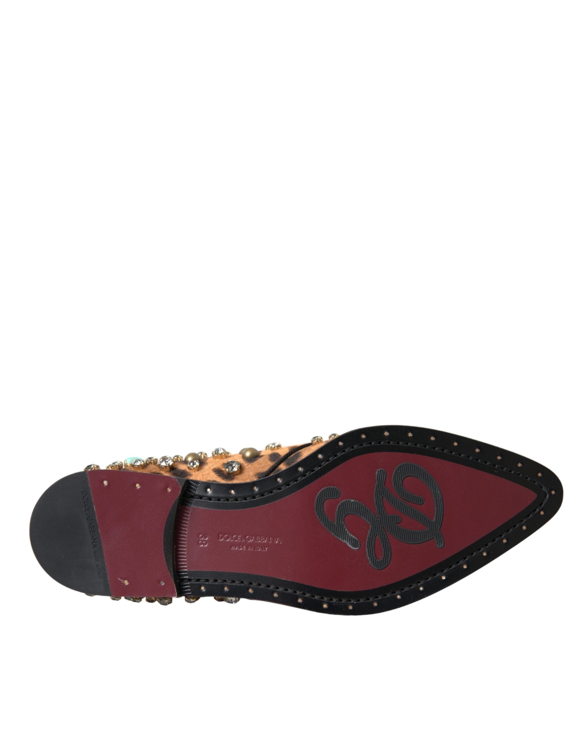 Dolce & Gabbana Brown Leopard Calf Fur Dress Shoes