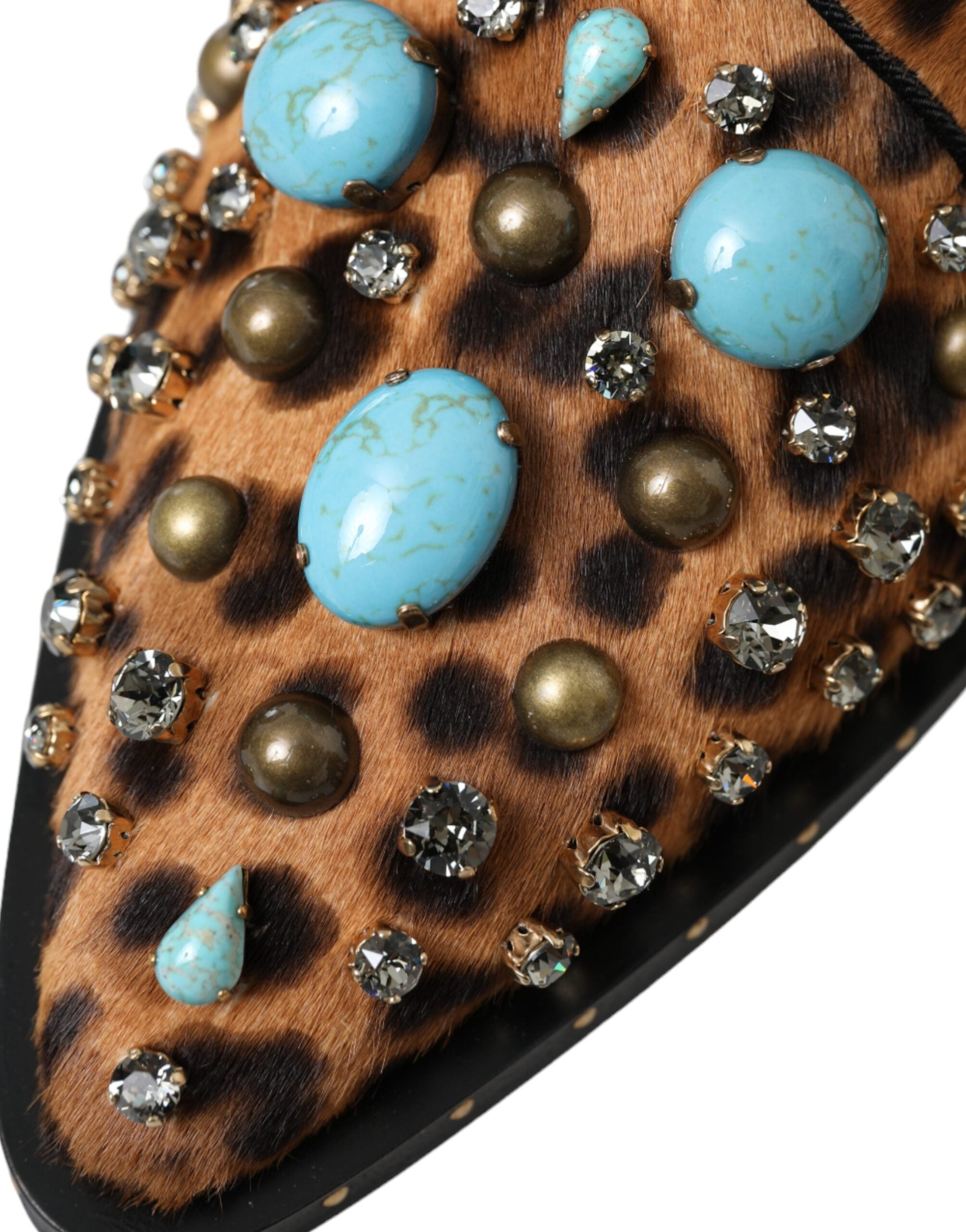 Dolce & Gabbana Brown Leopard Calf Fur Dress Shoes