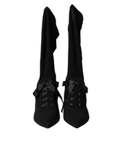 Black Stiletto Heels Mid Calf Boots Shoes