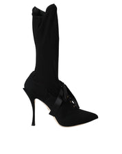 Black Stiletto Heels Mid Calf Boots Shoes