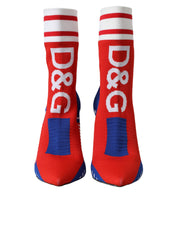 Red Blue Stretch Sock Style Short Boots Logo Shoes