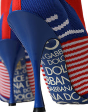 Red Blue Stretch Sock Style Short Boots Logo Shoes