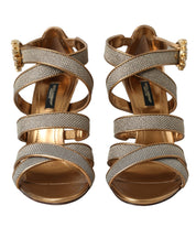 Bronze Crystal Strap Heels Sandals Shoes