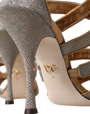 Bronze Crystal Strap Heels Sandals Shoes