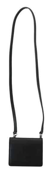 Svart läderplånbok med dubbel axelrem