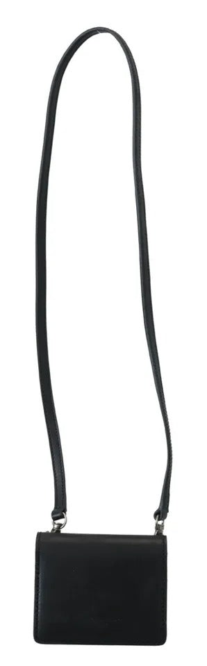 Svart läderplånbok med dubbel axelrem