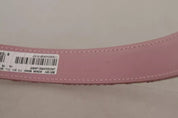 Rosa broderad jacquardvävd midjeband med guldtonad metallspänne