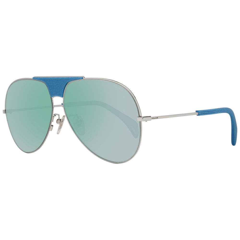 Police Blue Plastic Mirrored Sunglasses