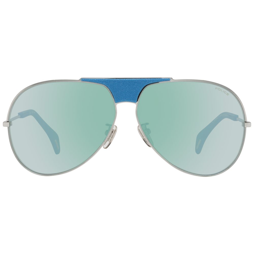 Police Blue Plastic Mirrored Sunglasses