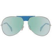 Police Blue Plastic Mirrored Sunglasses