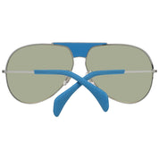 Police Blue Plastic Mirrored Sunglasses