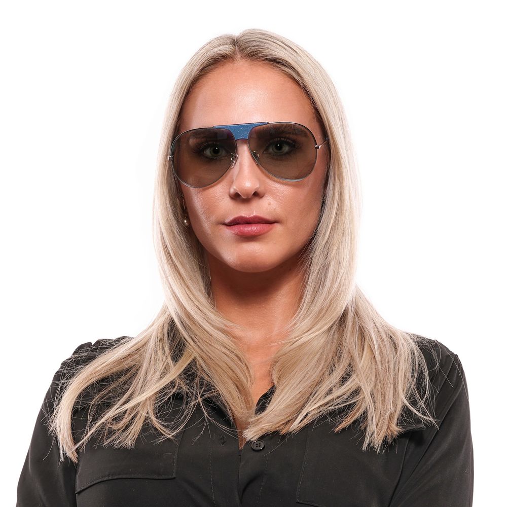 Police Blue Plastic Mirrored Sunglasses
