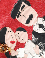 Red Leather #DGFamily Patch Shopping Tote Bag