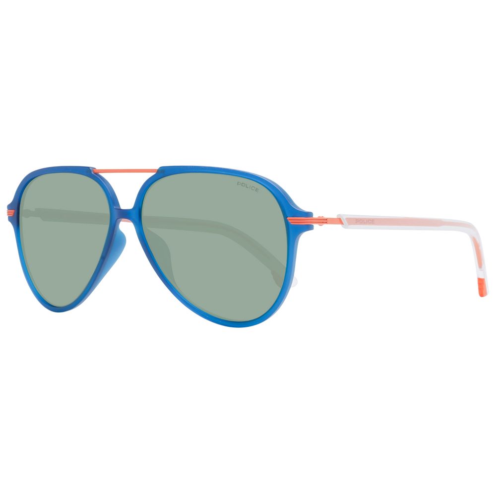 Police Blue Plastic Aviator Sunglasses