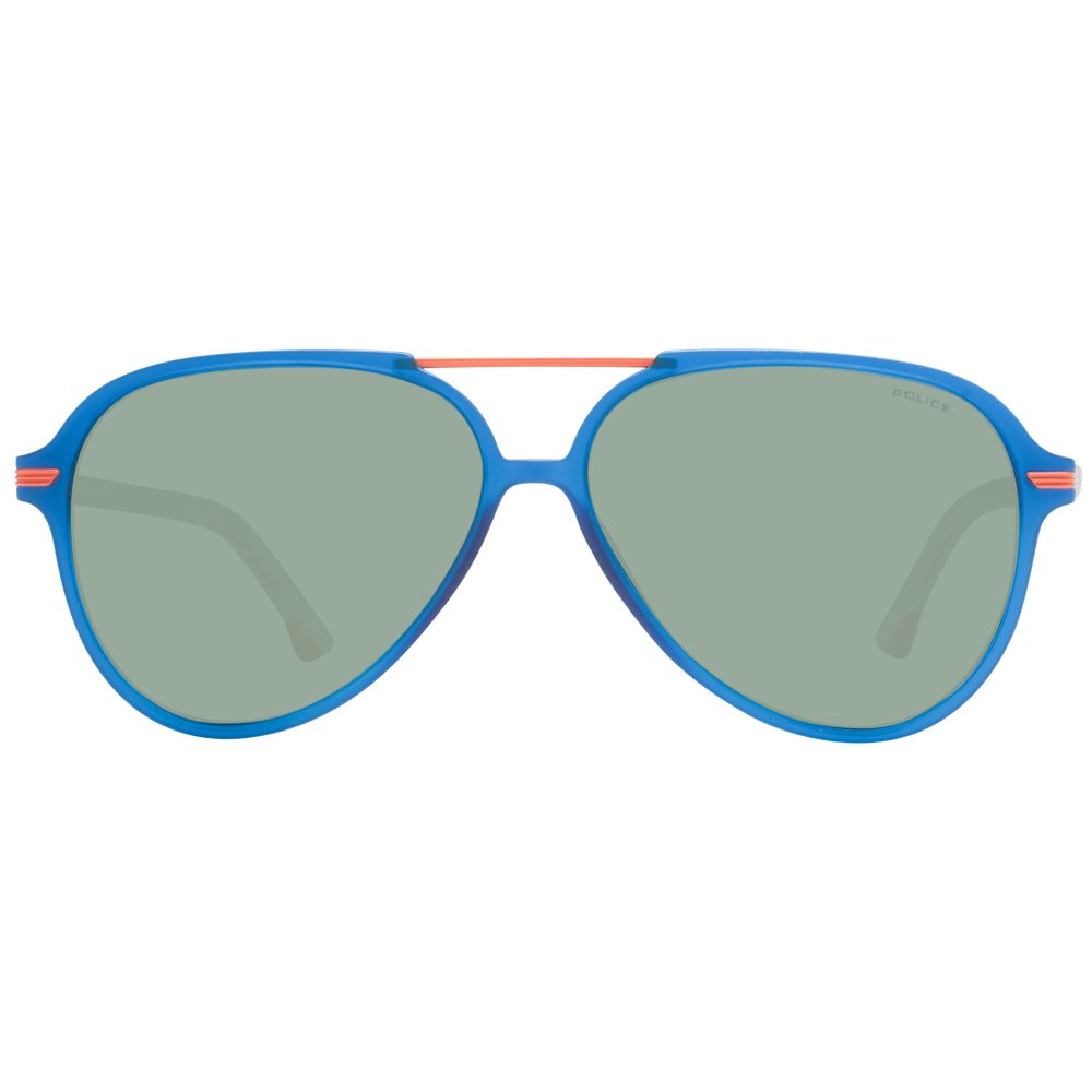 Police Blue Plastic Aviator Sunglasses