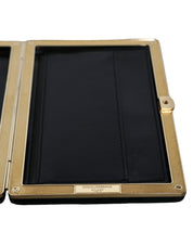 Dolce & Gabbana Black Velvet Gold Detail Clutch