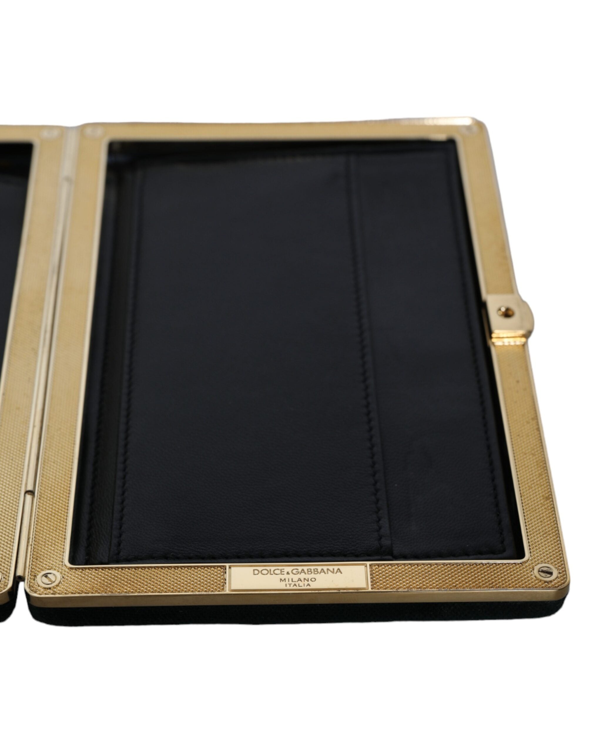 Dolce & Gabbana Black Velvet Gold Detail Clutch